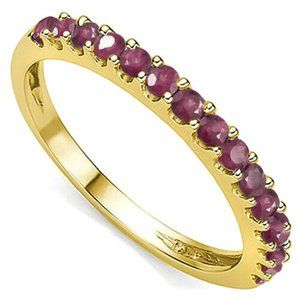 Sold - BEAUTIFUL 2/3 CT GENUINE RUBY 10K SOLID YELLOW GOLD BAND RING
